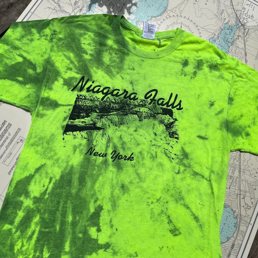 Vintage 80s Neon Niagara Falls Tie Dye Tee Shirt